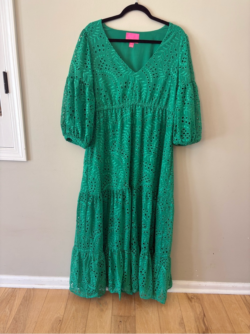 Lilly Pulitzer Emerald Eyelet V-Neck Maxi Dress